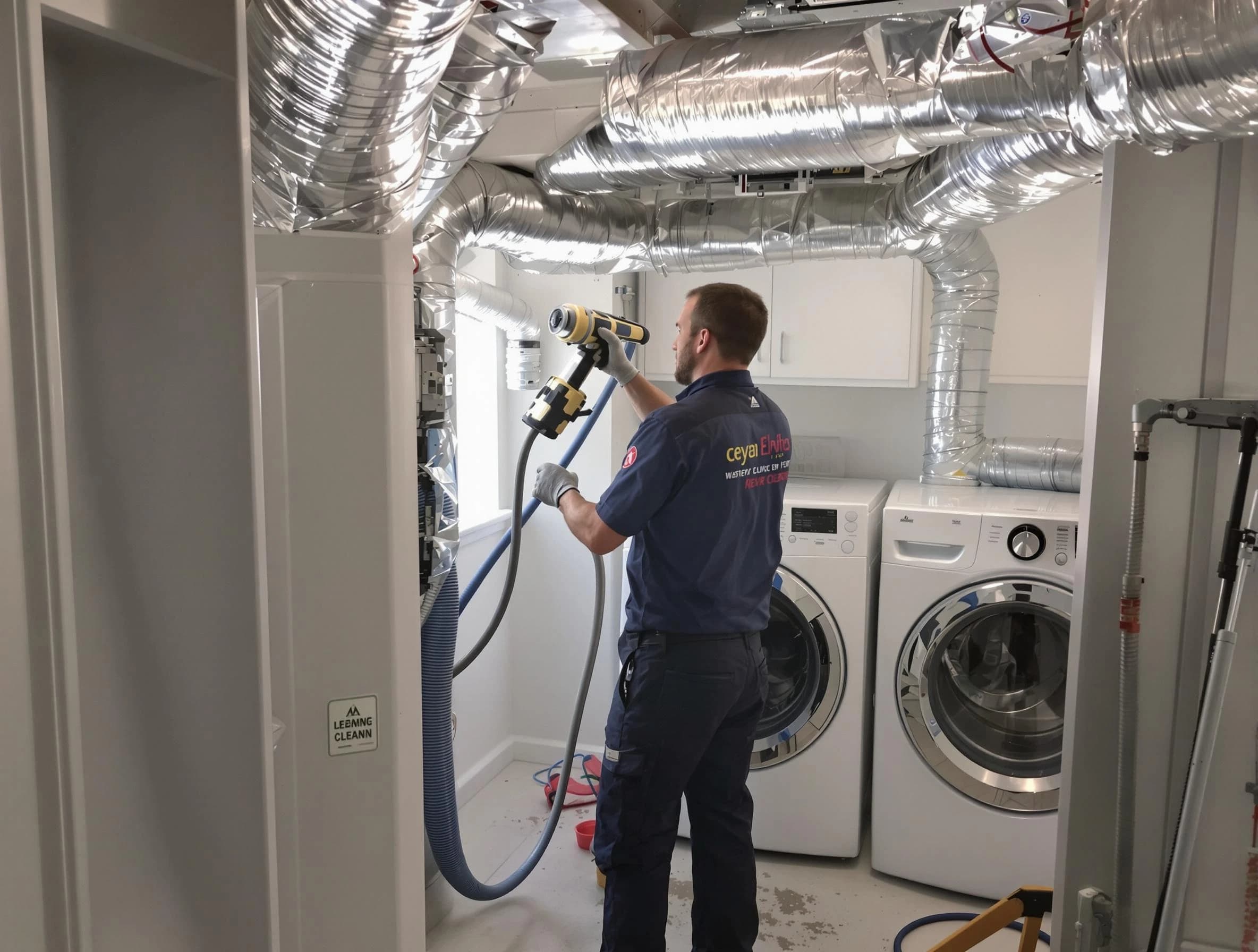 Woonsocket Dryer Vent Cleaning specialist using advanced equipment for thorough duct cleaning in Woonsocket