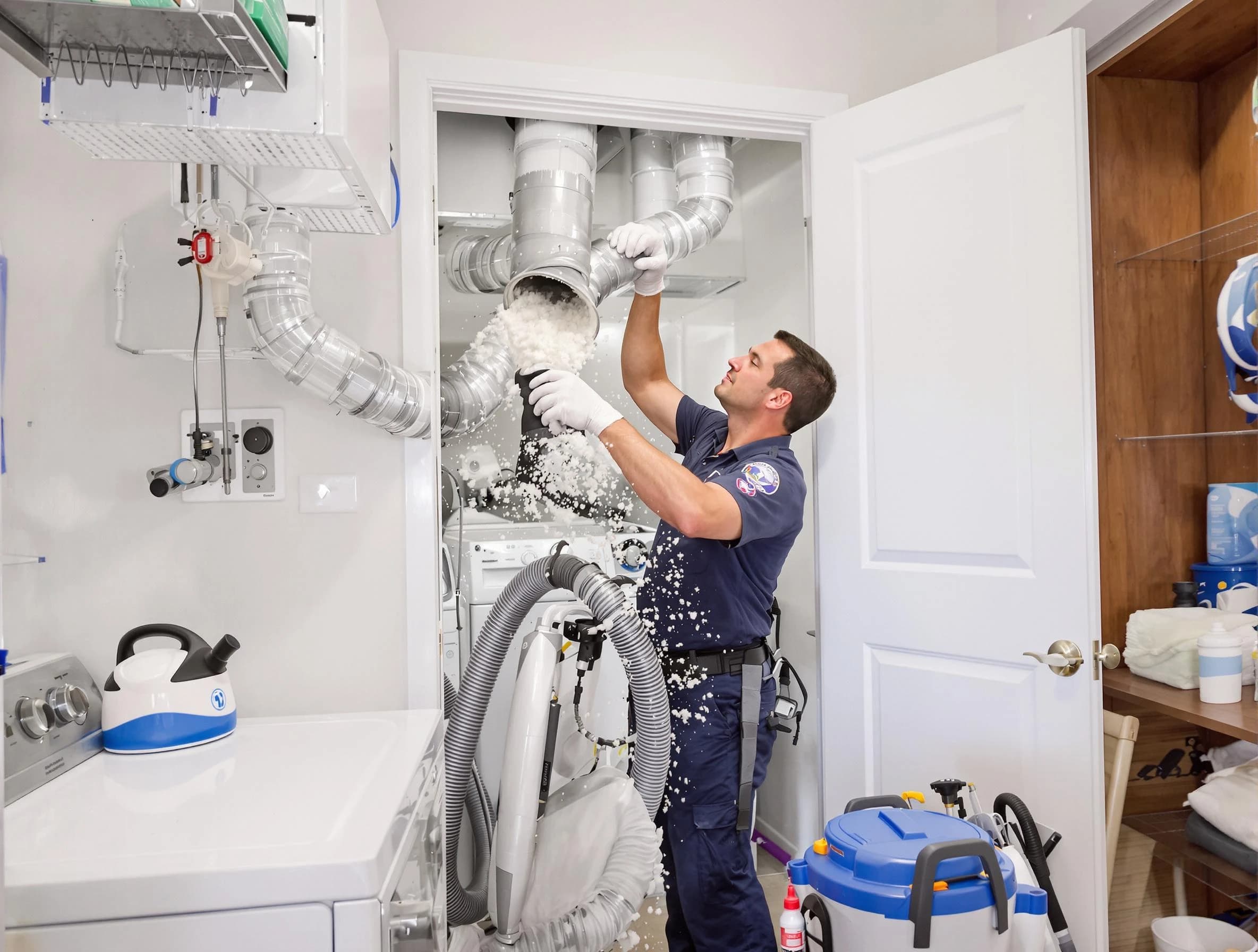Woonsocket Dryer Vent Cleaning technician delivering thorough residential dryer vent cleaning service in Woonsocket