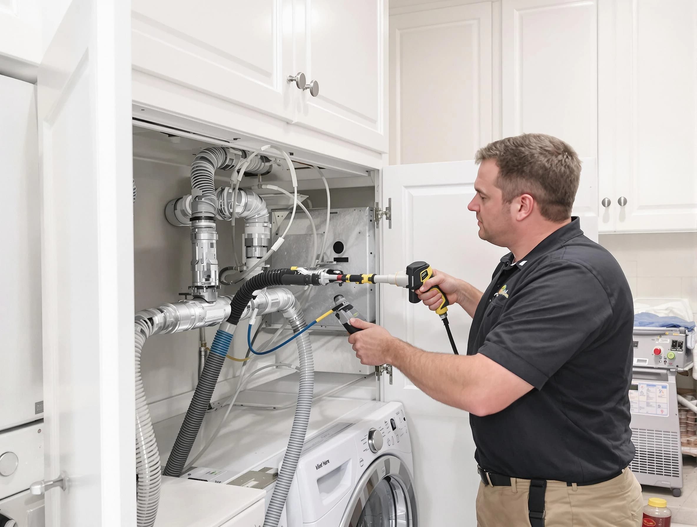 Woonsocket Dryer Vent Cleaning professional removing severe blockage from a clogged dryer vent in Woonsocket
