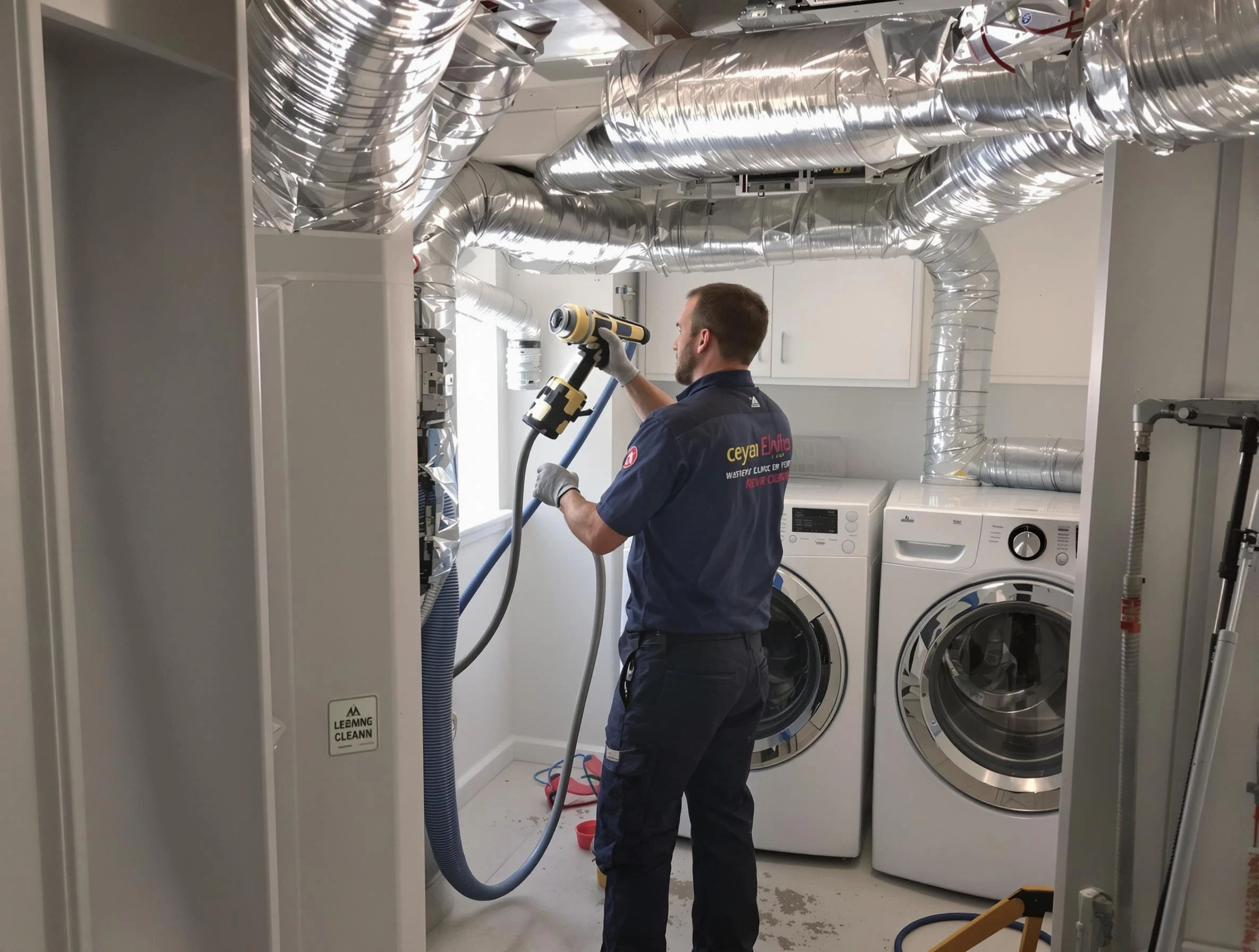 Woonsocket Dryer Vent Cleaning specialist using advanced equipment for thorough duct cleaning in Woonsocket