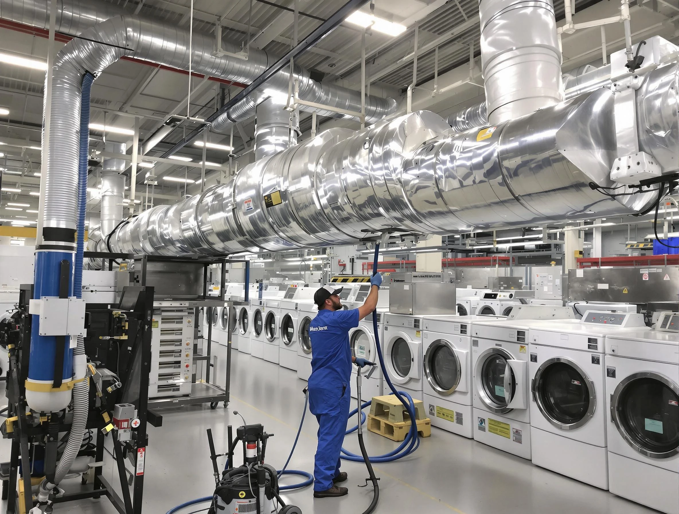 Woonsocket Dryer Vent Cleaning team performing heavy-duty industrial dryer vent cleaning in Woonsocket